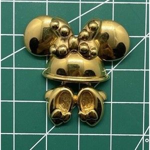 VINTAGE MINNIE MOUSE DISNEY BROOCH Signed Disney Napier Gold Color Shoes Dangle